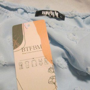 BTFBM Women One Shoulder 2023 Dot Split Mini A-Line Dress(Dot Blue, XL)